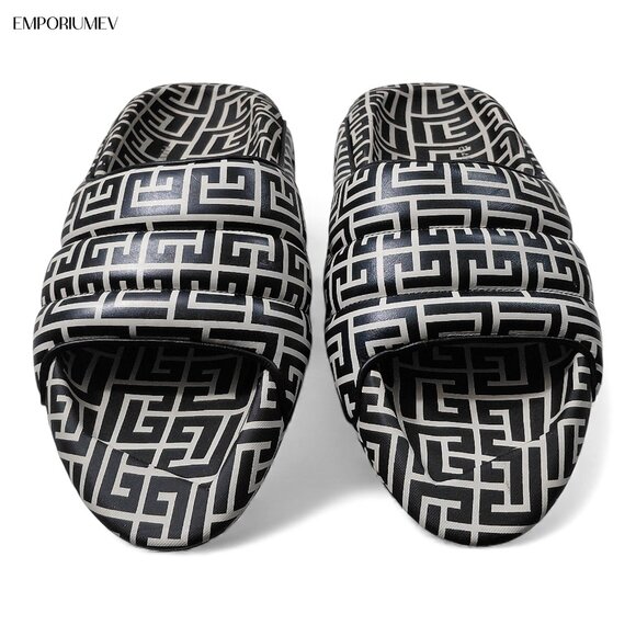 Balmain B IT Original Leather Quilted Monogram Men Slides -Size US 11- main image 14